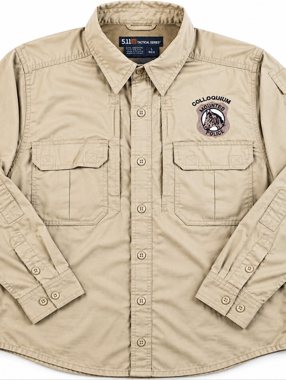 5.11 Tactical Series Ripstop Utility Shirt L Tan Long Sl Vented Mounted Police